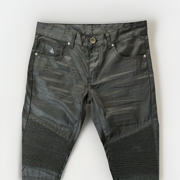 DNM Collection Other - DNM Collection NYC Waxed Moto Jeans Mens Size 30 Black Biker Stacked Denim